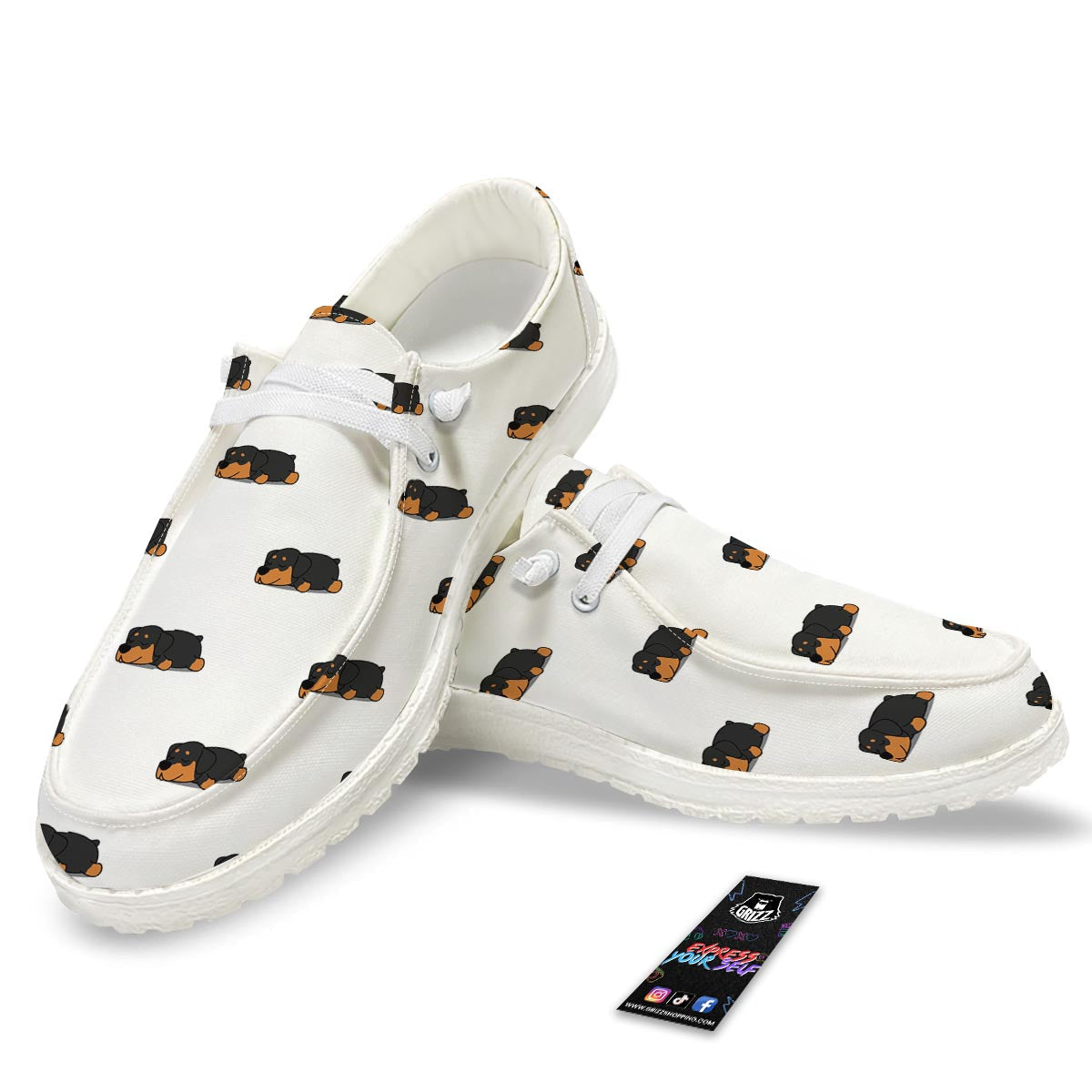 Rottweiler Sleeping Print Pattern Black Loafers-grizzshop
