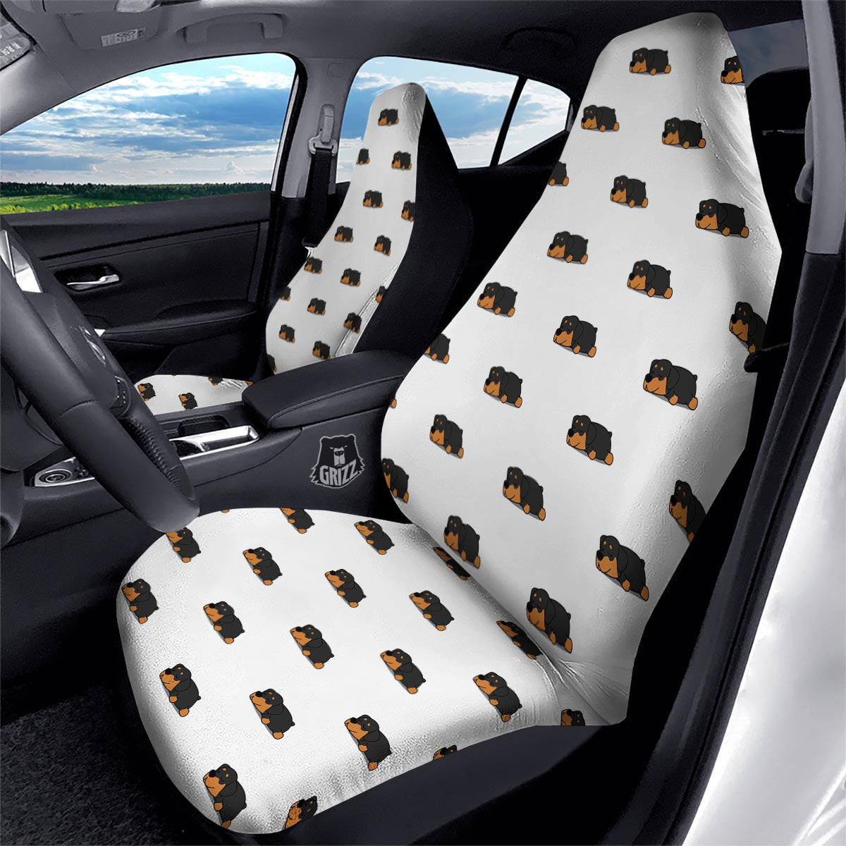 Rottweiler Sleeping Print Pattern Car Seat Covers-grizzshop