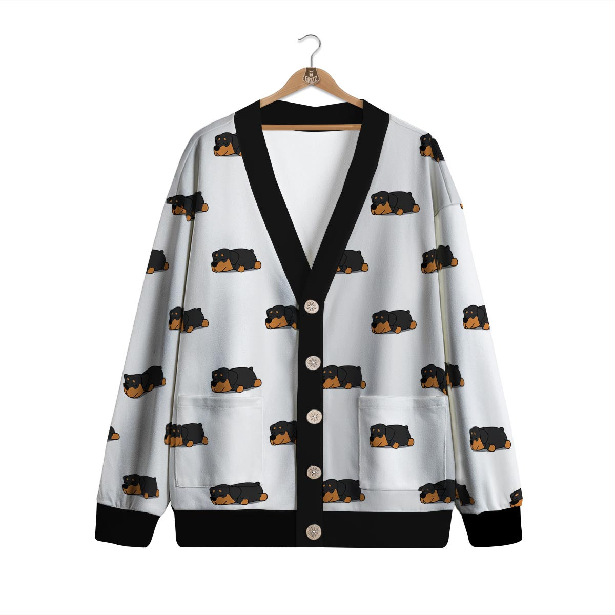 Rottweiler Sleeping Print Pattern Cardigan-grizzshop