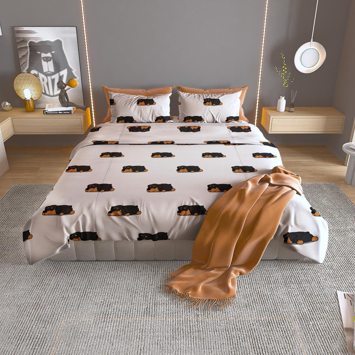 Scorpio Sign White And Black Print Duvet Cover Bedding Set