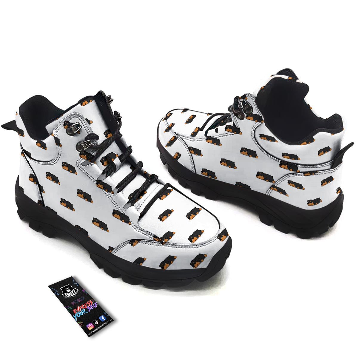 Rottweiler Sleeping Print Pattern Hiking Shoes-grizzshop