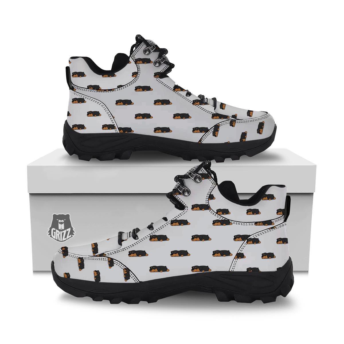 Rottweiler Sleeping Print Pattern Hiking Shoes-grizzshop