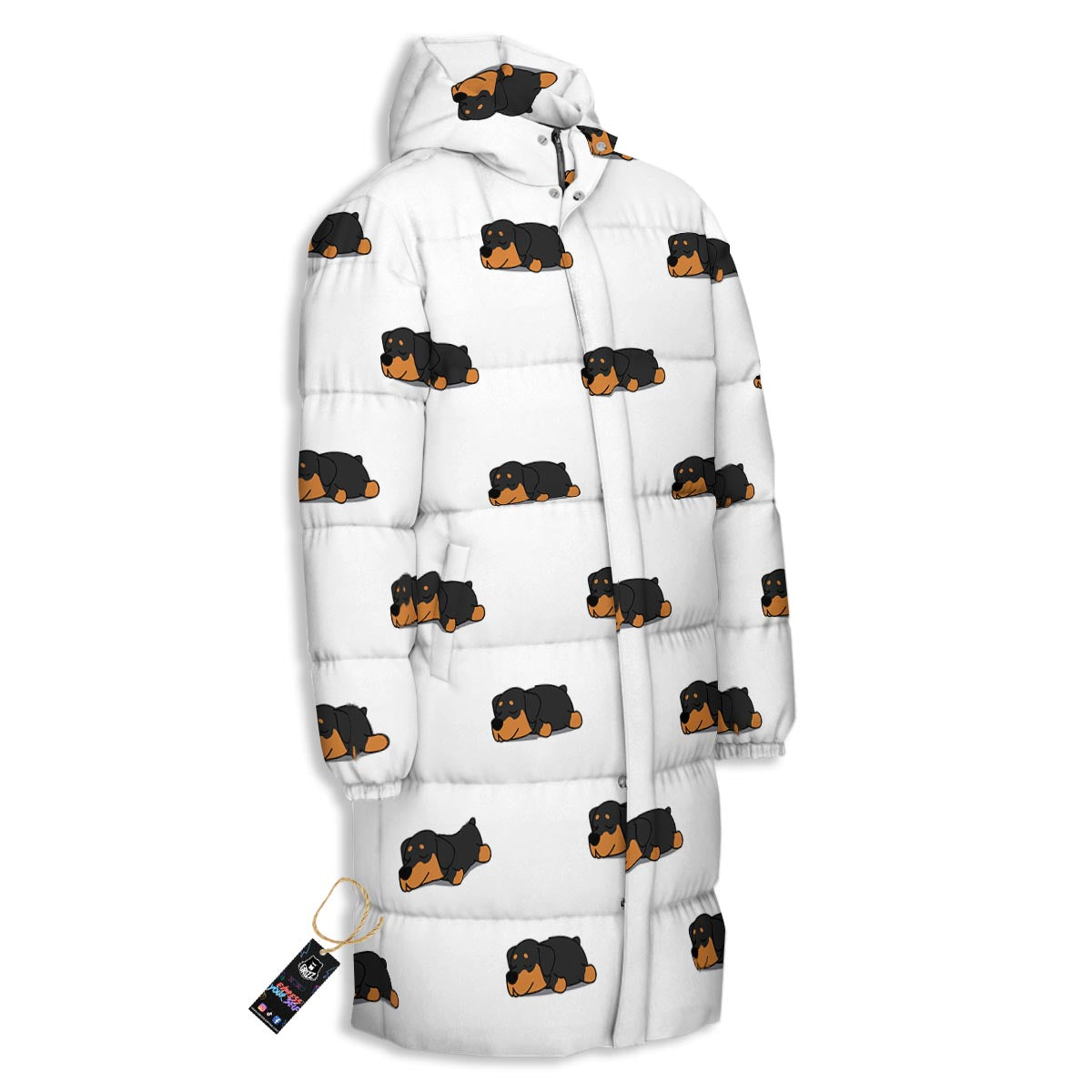 Rottweiler Sleeping Print Pattern Long Down Jacket-grizzshop