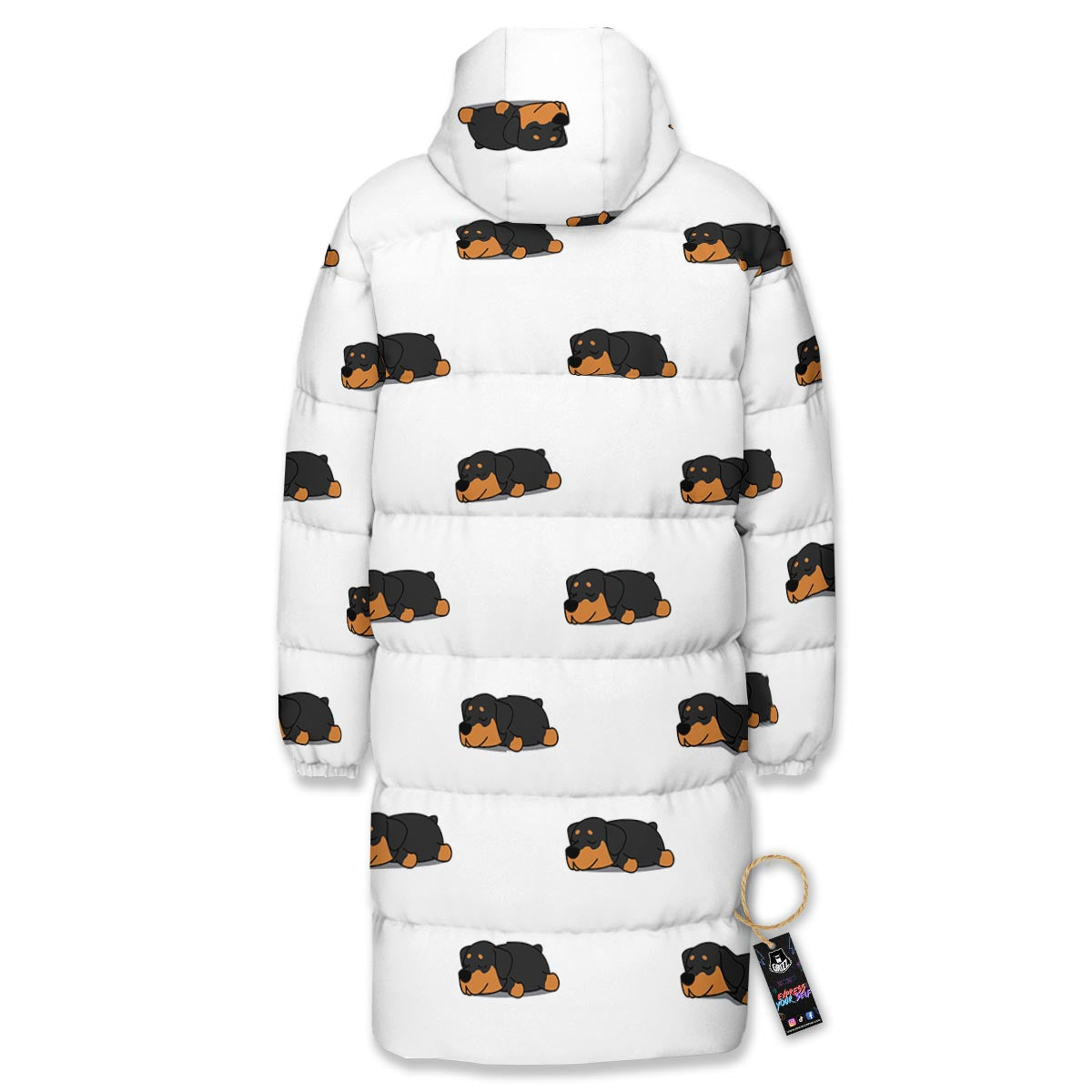 Rottweiler Sleeping Print Pattern Long Down Jacket-grizzshop