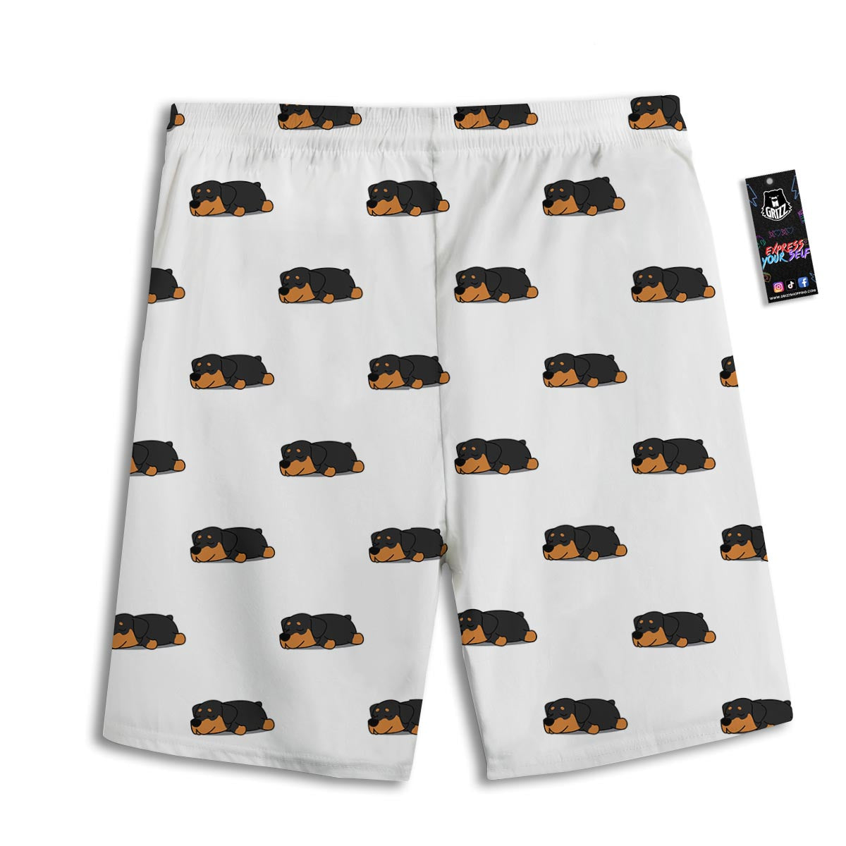 Rottweiler Sleeping Print Pattern Men's Athletic Shorts