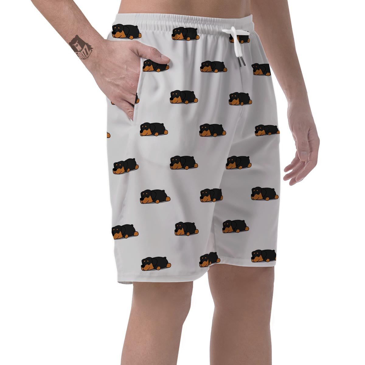 Rottweiler Sleeping Print Pattern Men's Shorts-grizzshop