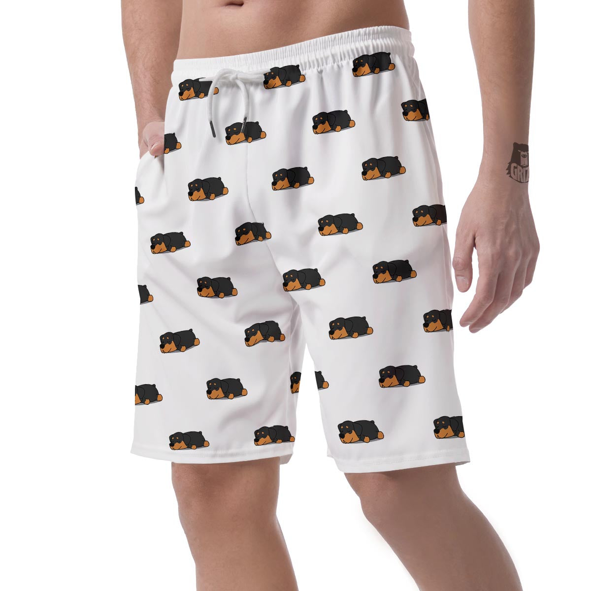 Rottweiler Sleeping Print Pattern Men's Shorts-grizzshop