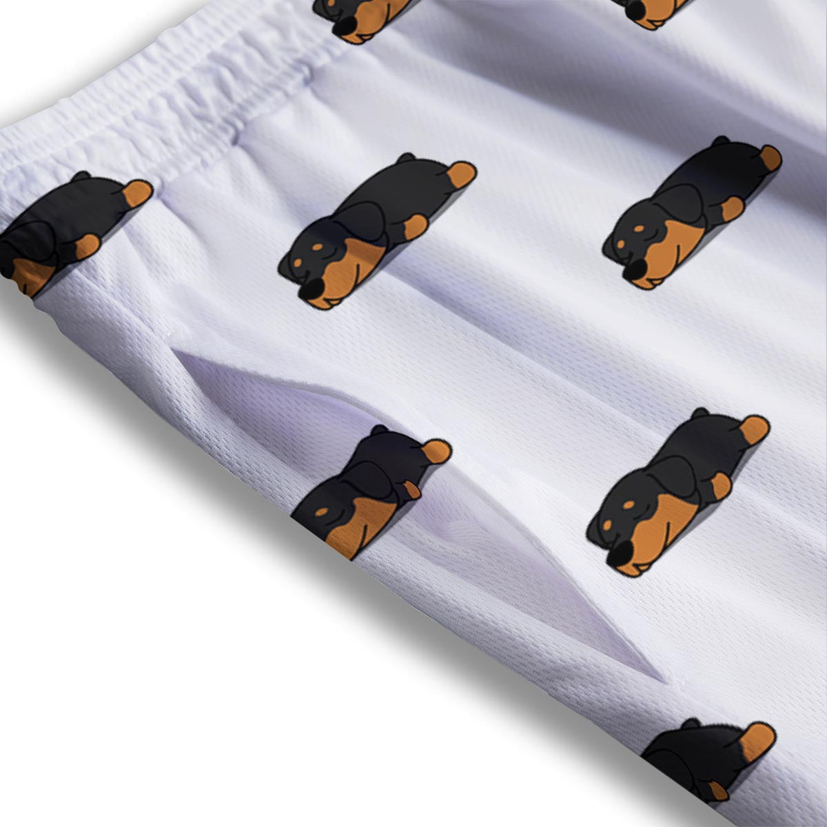 Rottweiler Sleeping Print Pattern Mesh Shorts