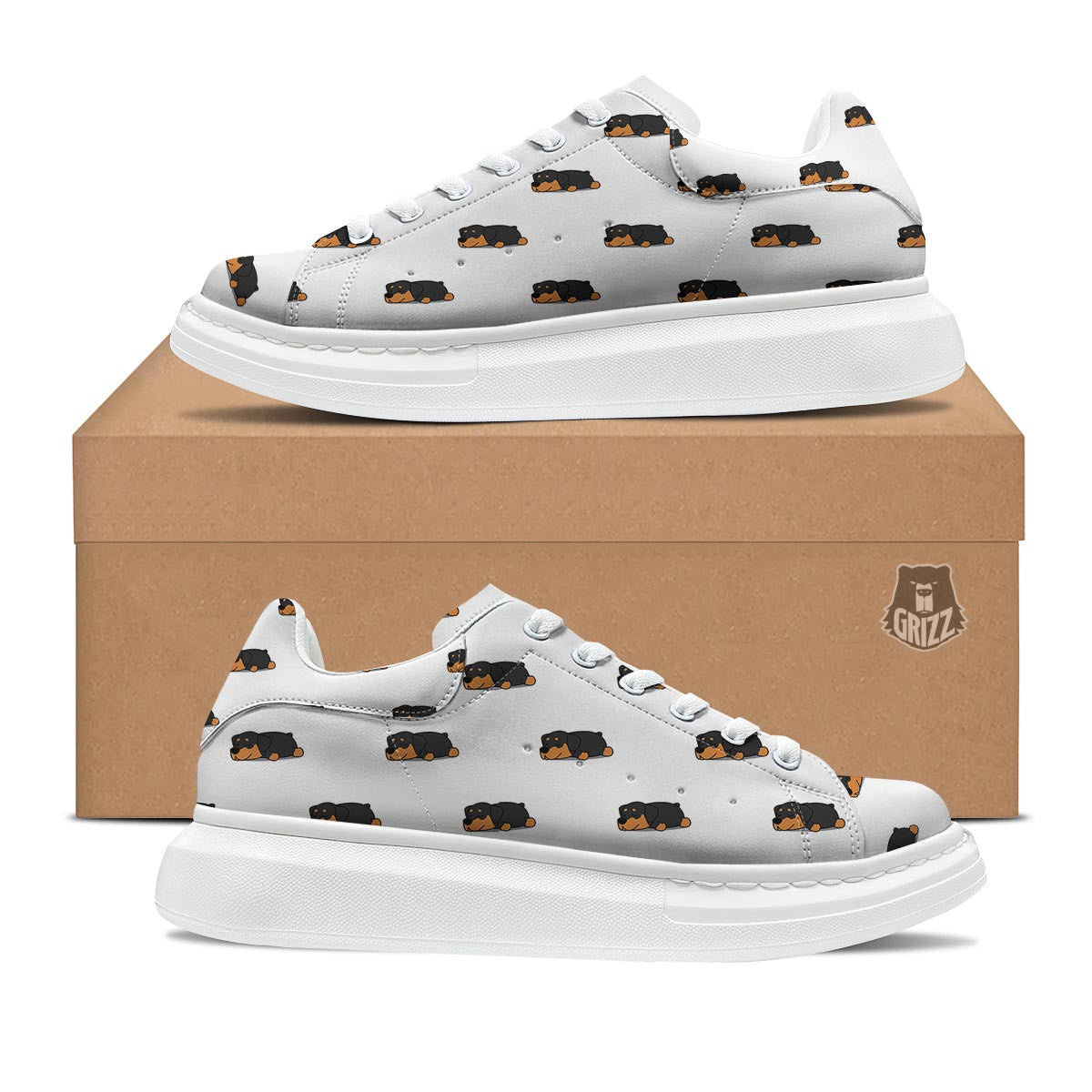 Rottweiler Sleeping Print Pattern Platform Shoes-grizzshop