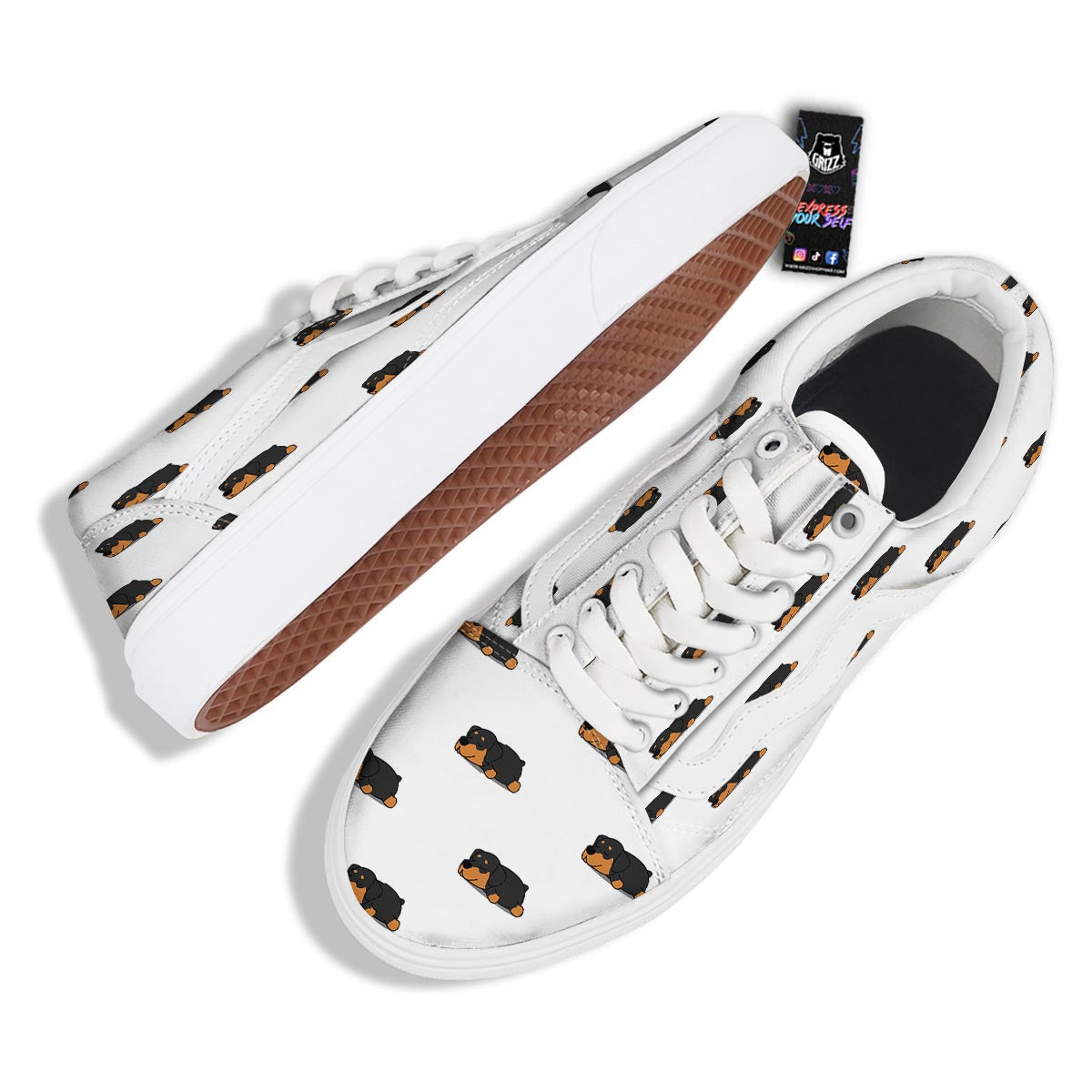 Rottweiler Sleeping Print Pattern Skate Shoes-grizzshop