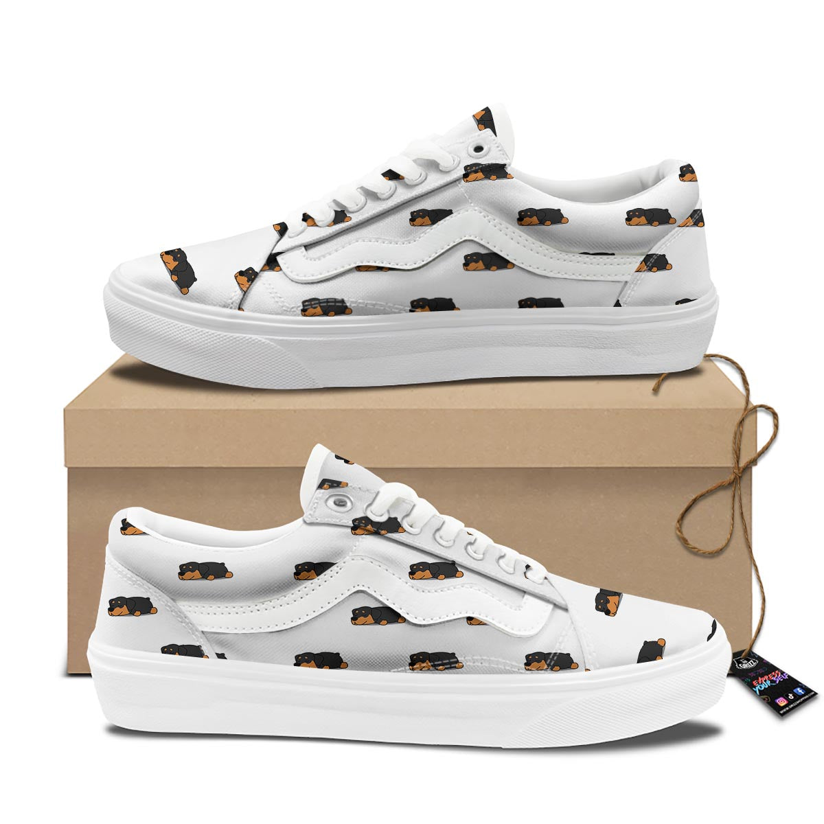 Rottweiler Sleeping Print Pattern Skate Shoes-grizzshop