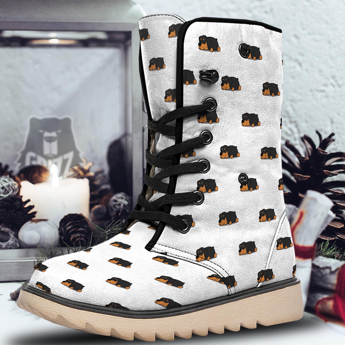 Rottweiler Sleeping Print Pattern Snow Boots-grizzshop