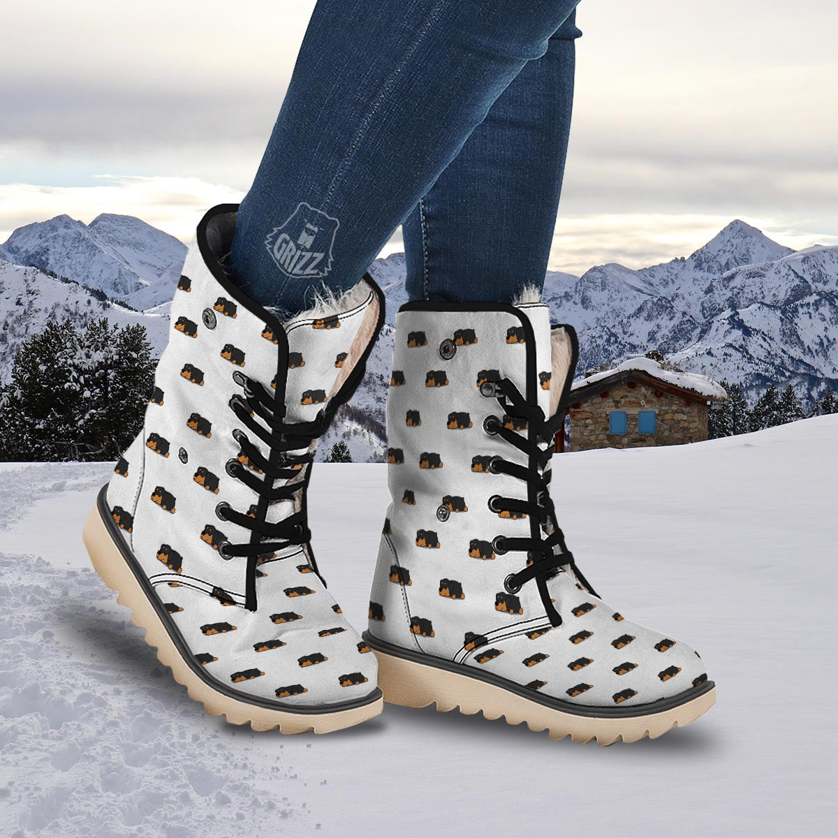 Rottweiler Sleeping Print Pattern Snow Boots-grizzshop