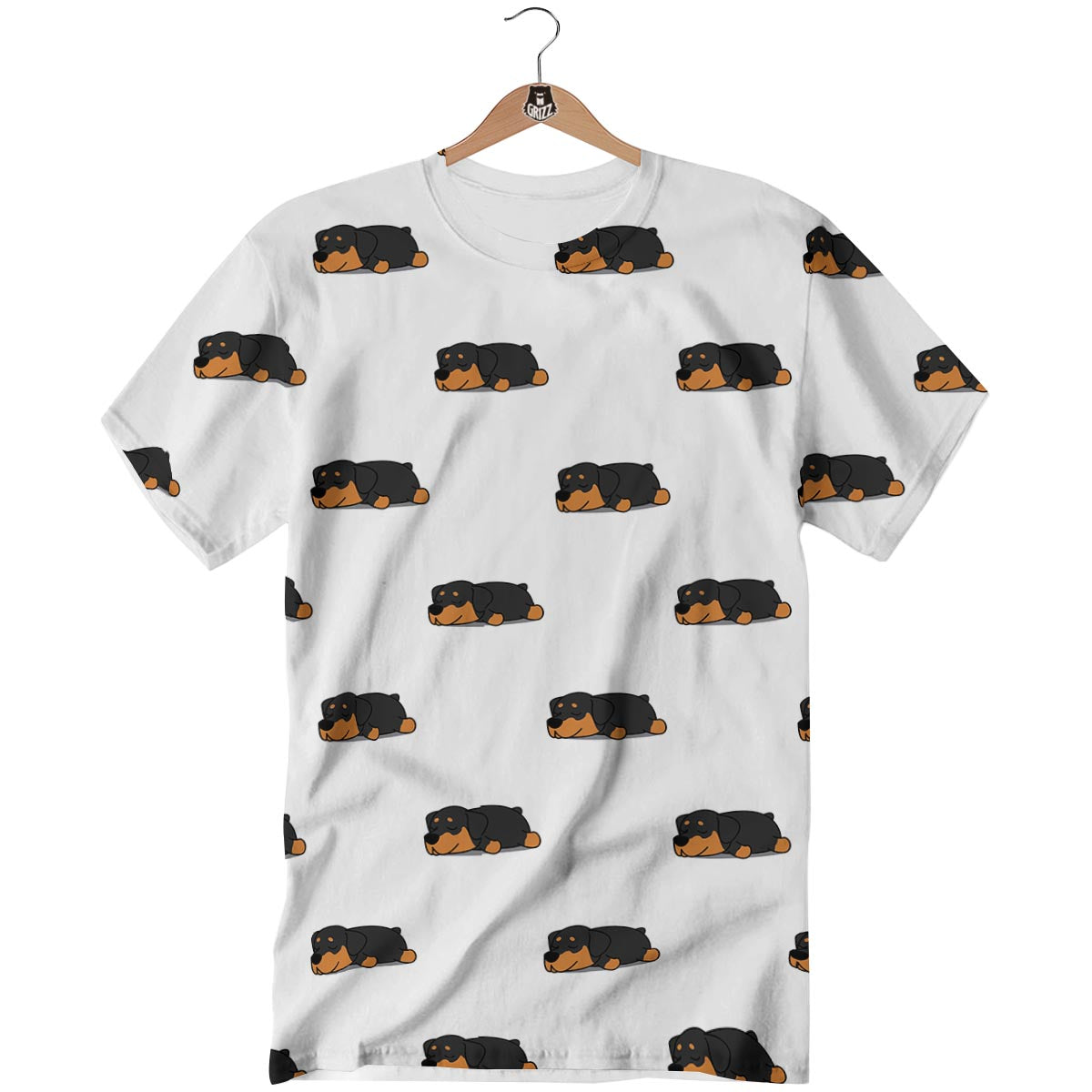 Rottweiler Sleeping Print Pattern T-Shirt-grizzshop