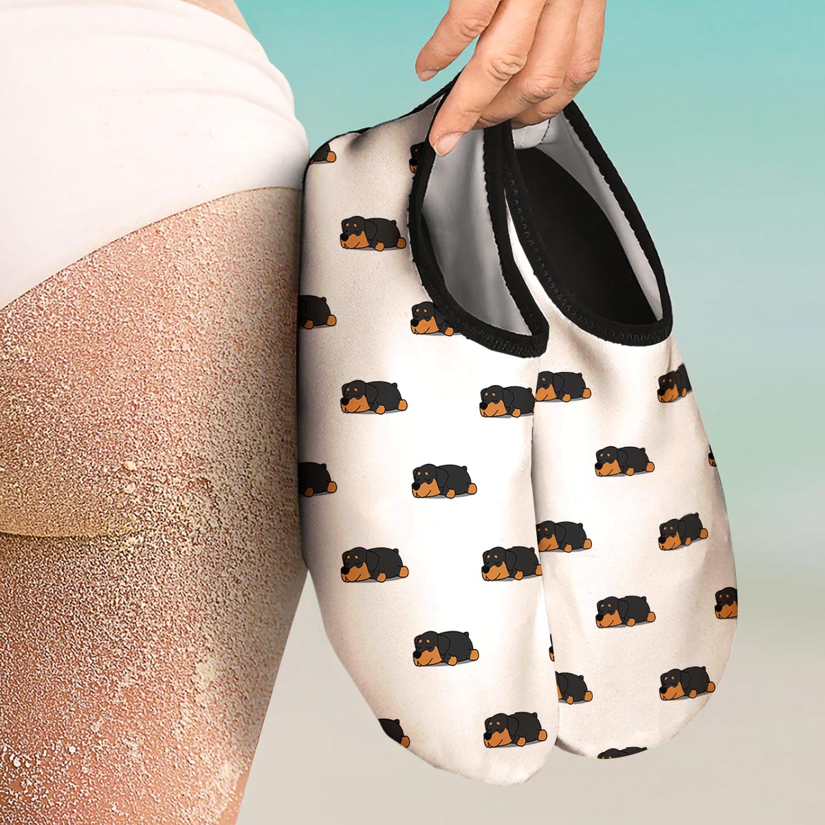 Rottweiler Sleeping Print Pattern Water Shoes-grizzshop