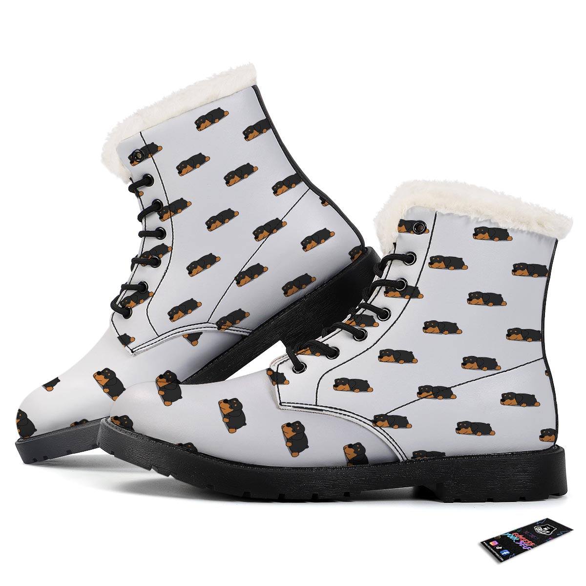 Rottweiler Sleeping Print Pattern Winter Boots-grizzshop