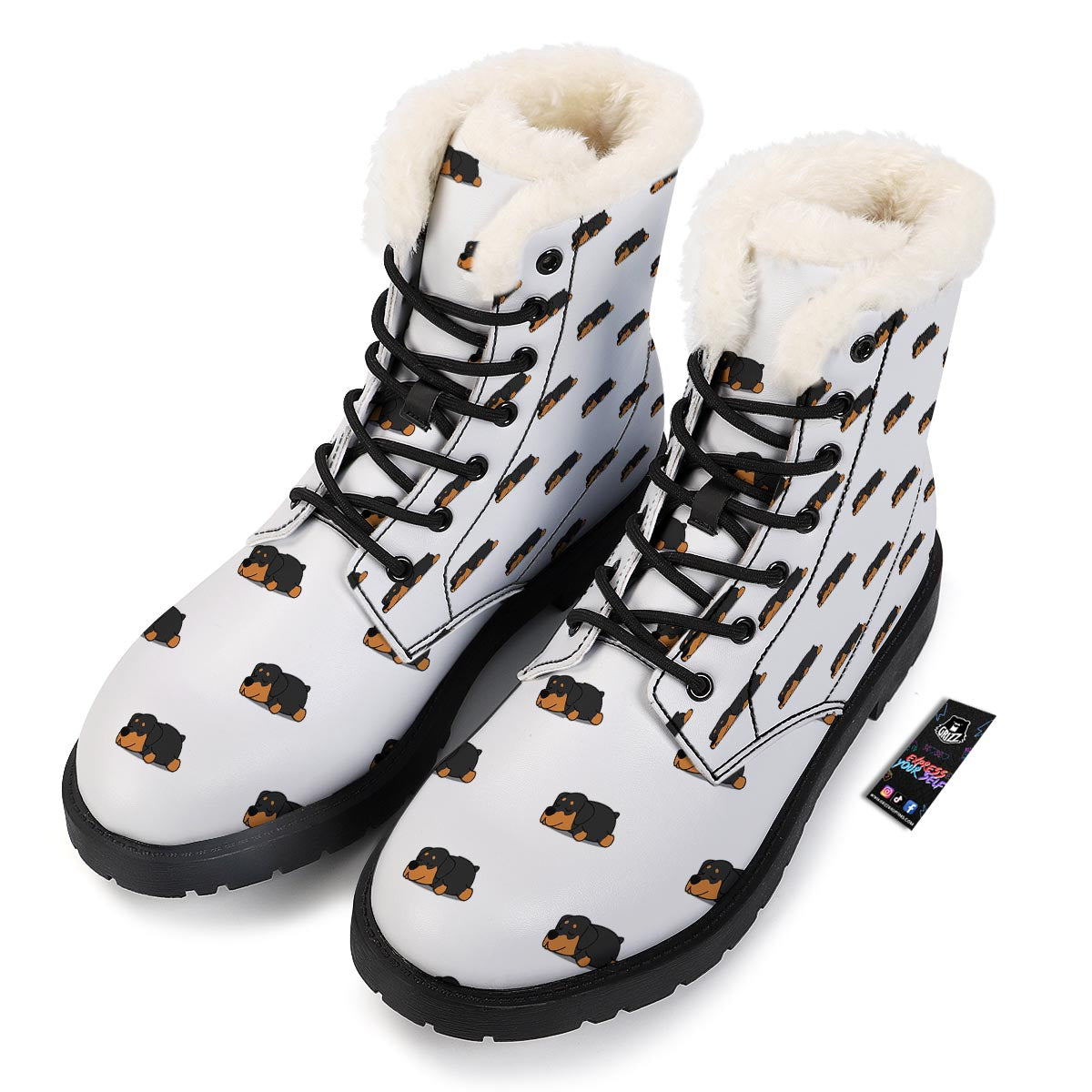 Rottweiler Sleeping Print Pattern Winter Boots-grizzshop