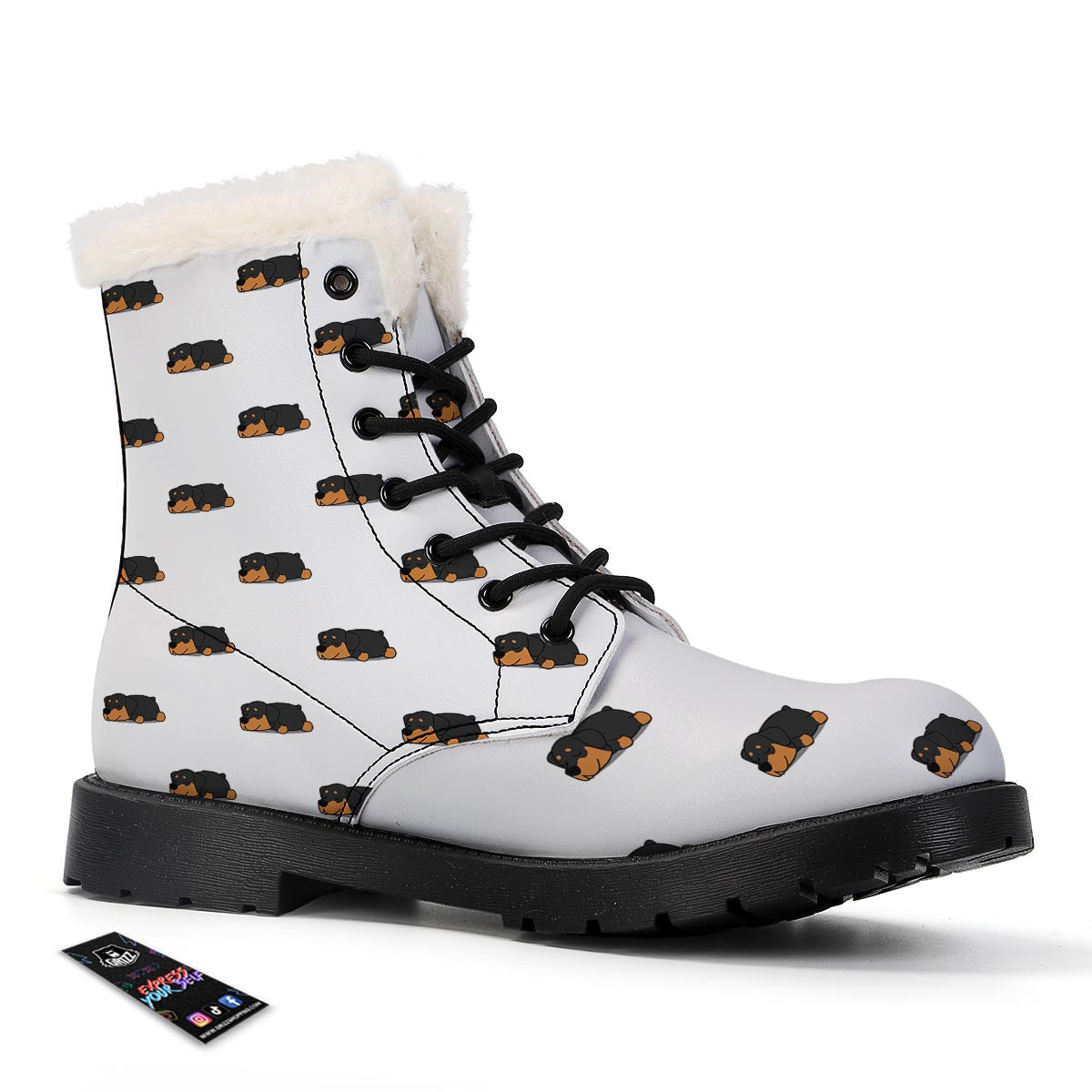Rottweiler Sleeping Print Pattern Winter Boots-grizzshop