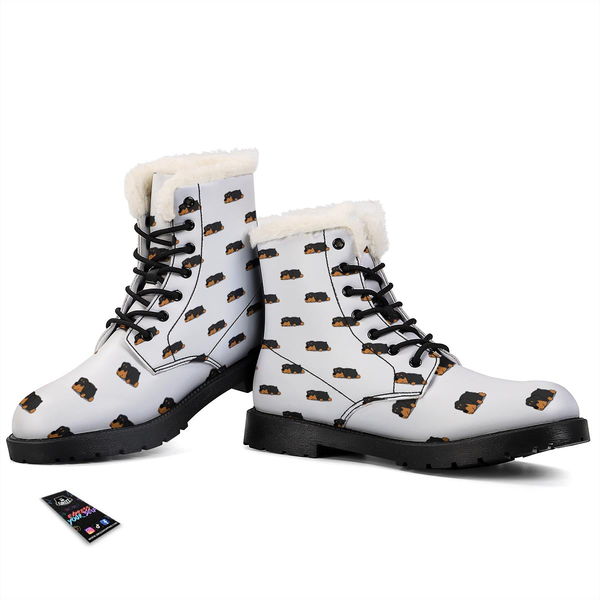 Rottweiler Sleeping Print Pattern Winter Boots-grizzshop