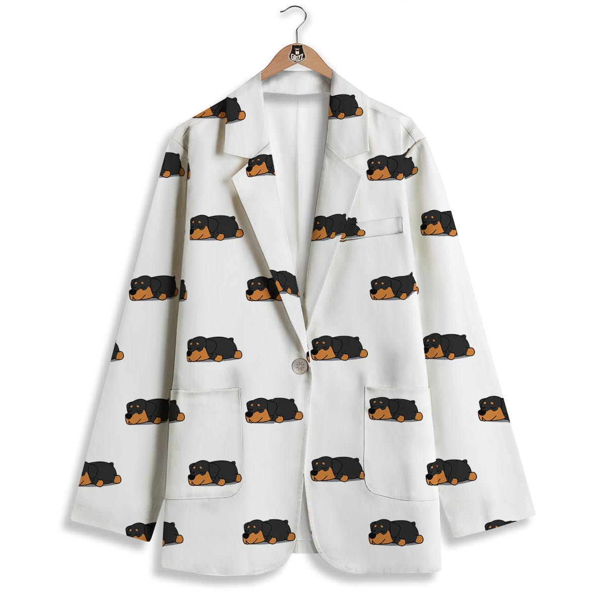 Rottweiler Sleeping Print Pattern Women's Blazer-grizzshop