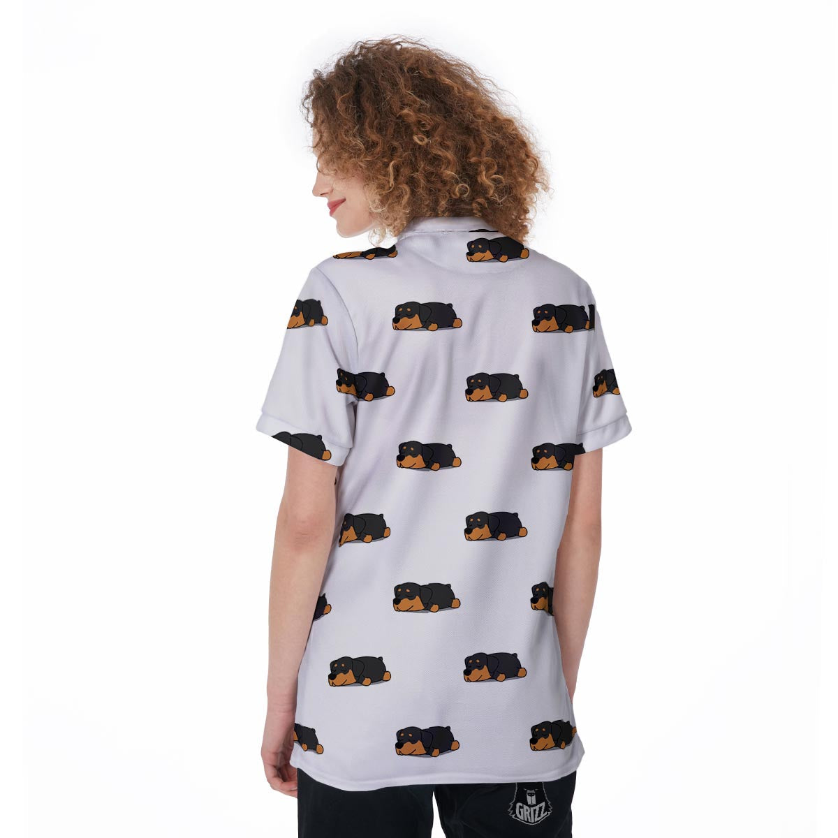 Rottweiler Sleeping Print Pattern Women's Golf Shirts-grizzshop