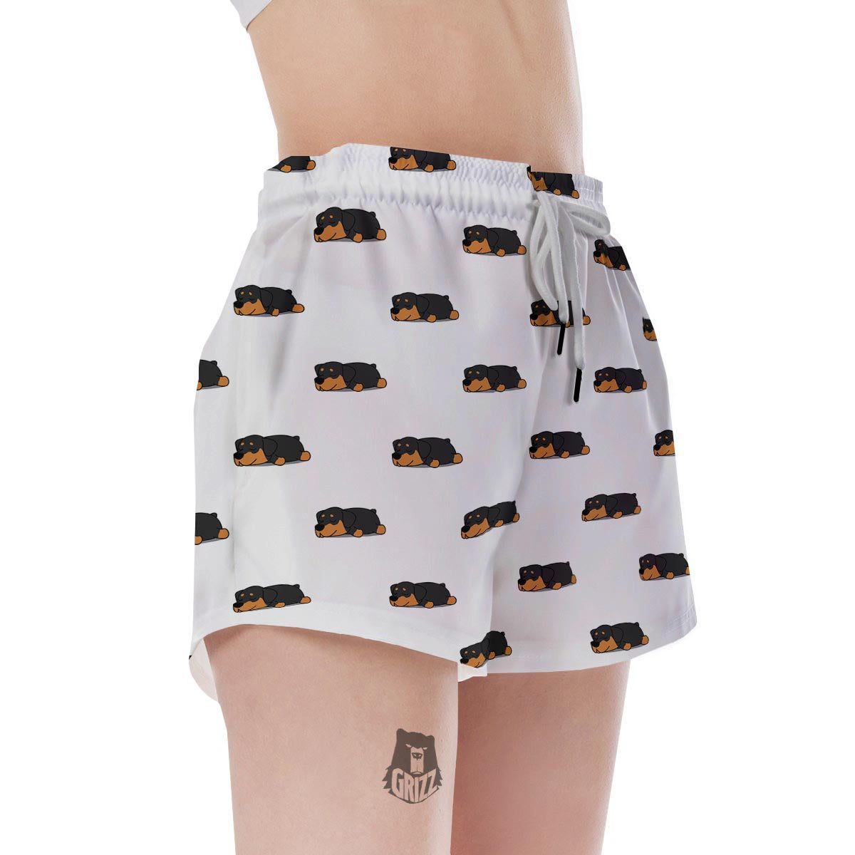 Rottweiler Sleeping Print Pattern Women's Shorts-grizzshop