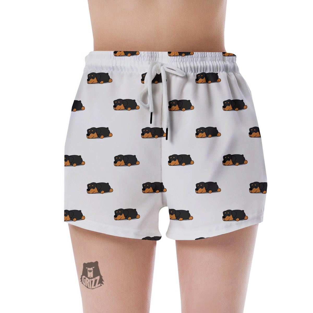 Rottweiler Sleeping Print Pattern Women's Shorts-grizzshop