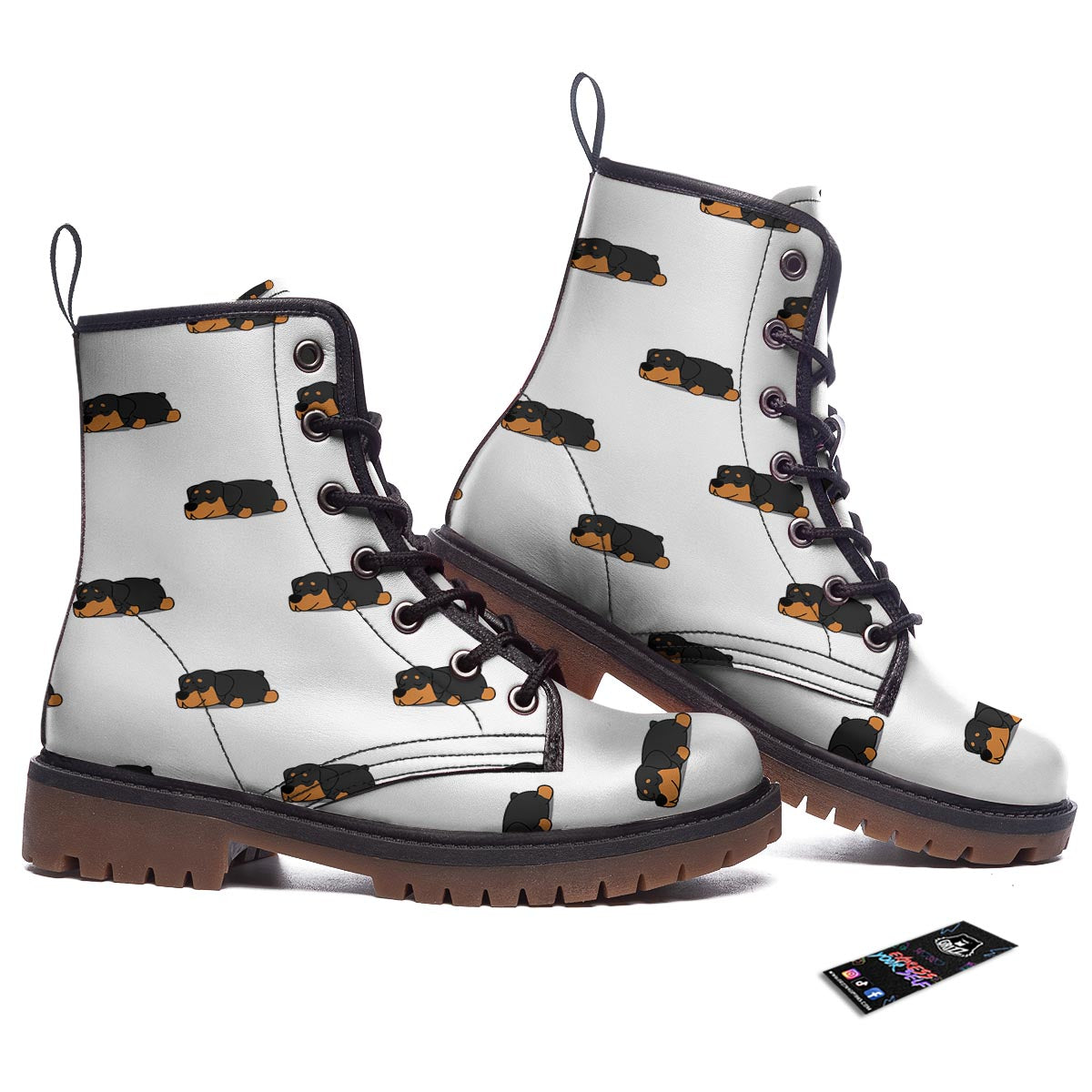 Rottweiler Sleeping Print Pattern Work Boots-grizzshop