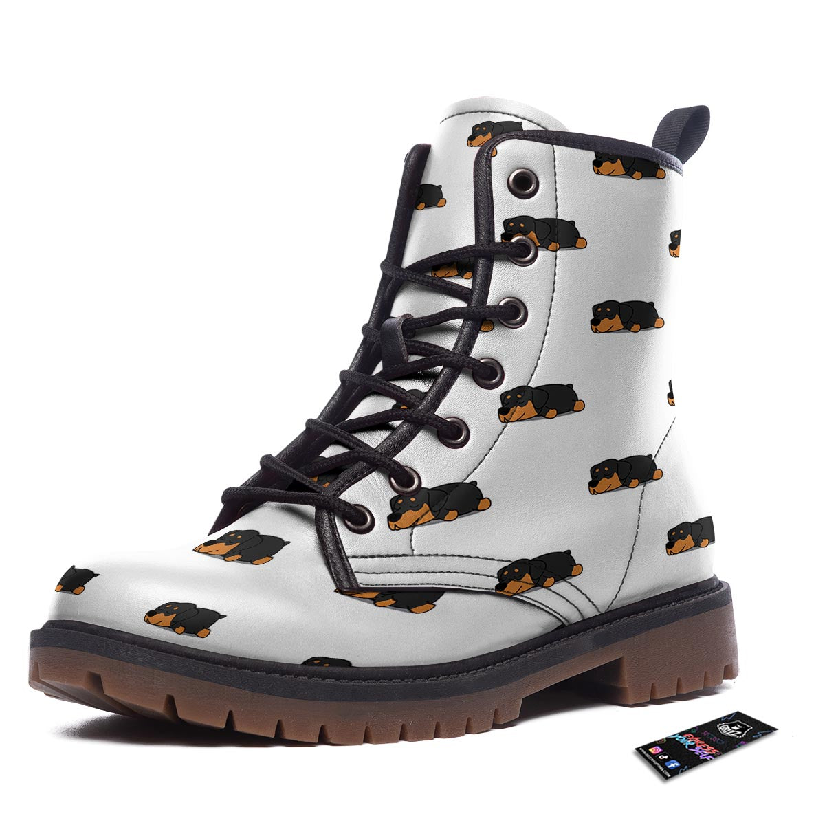 Rottweiler Sleeping Print Pattern Work Boots-grizzshop