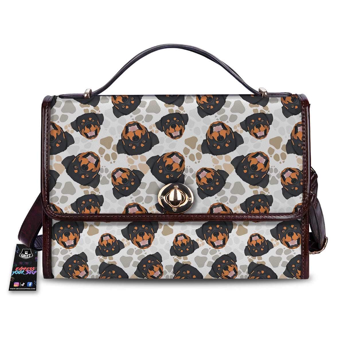 Rottweiler Print Pattern Women's Satchel Bag