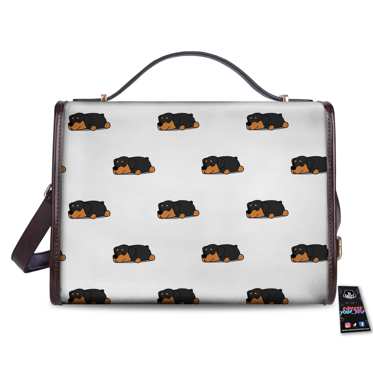 Rottweiler Sleeping Print Pattern Women's Satchel Bag