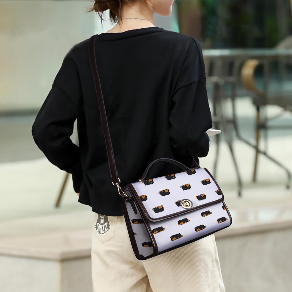 Rottweiler Sleeping Print Pattern Women's Satchel Bag
