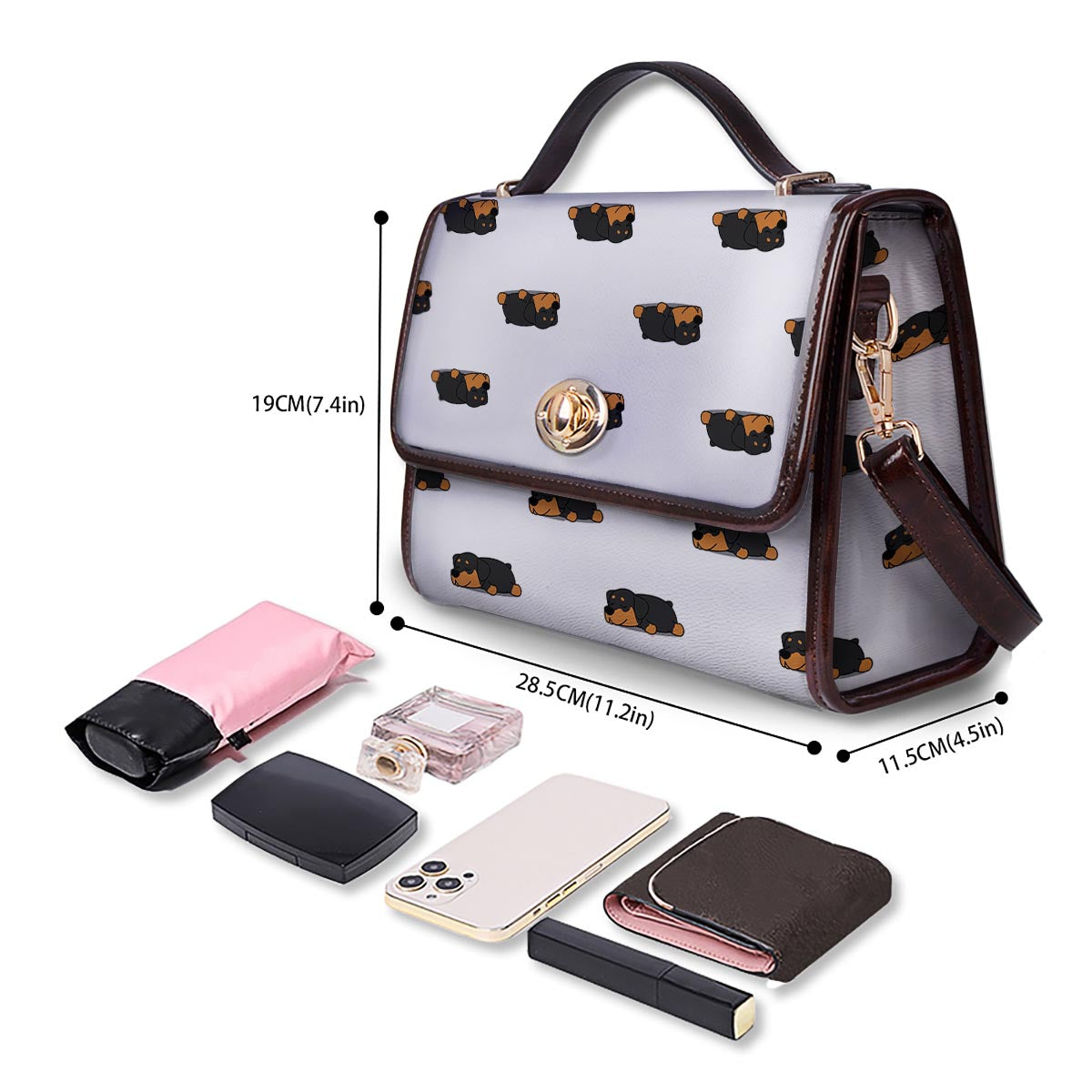 Rottweiler Sleeping Print Pattern Women's Satchel Bag