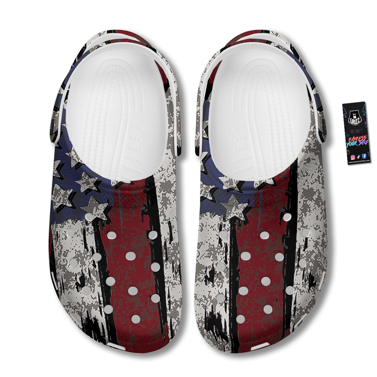 Rough American Flag Print Clog-grizzshop