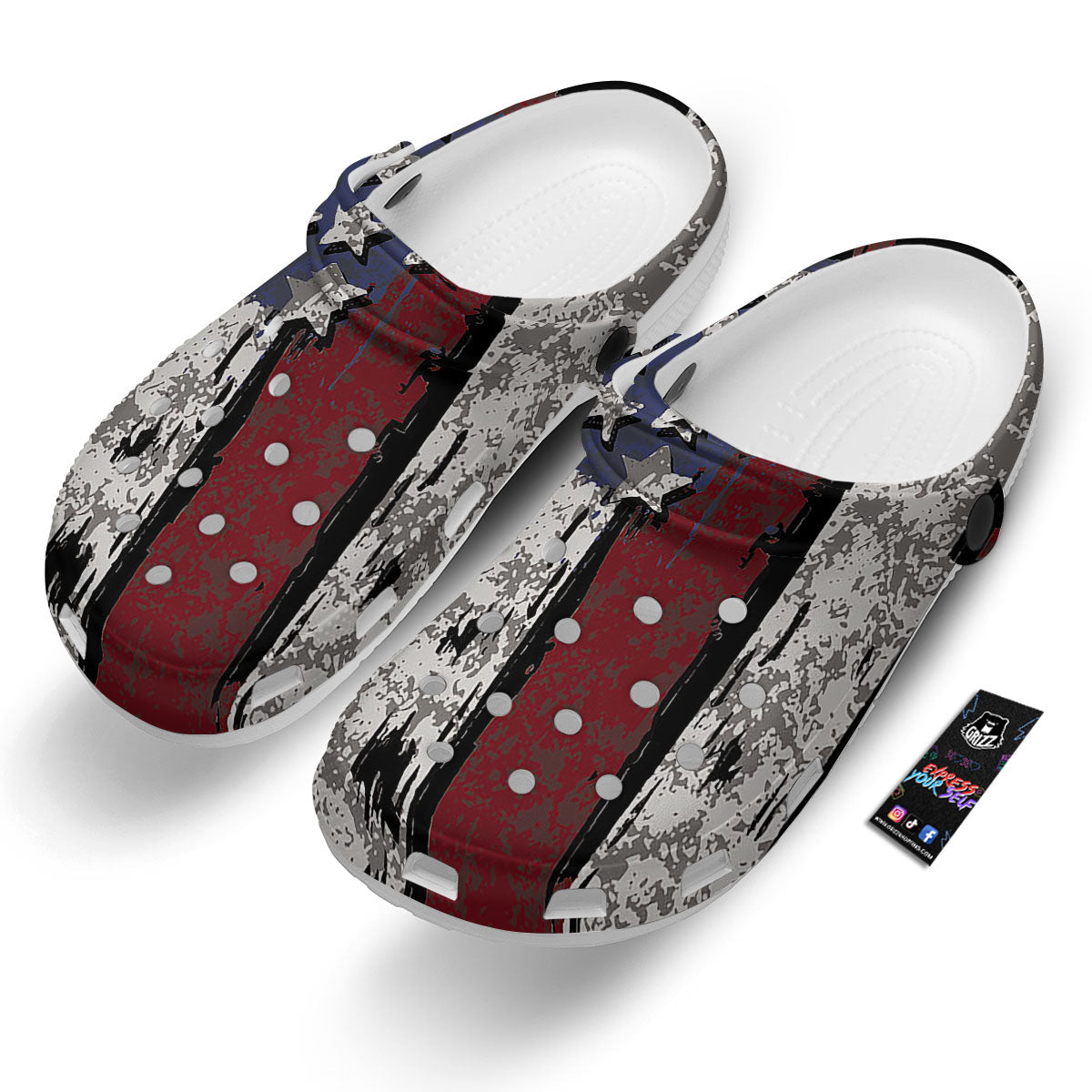 Rough American Flag Print Clog-grizzshop