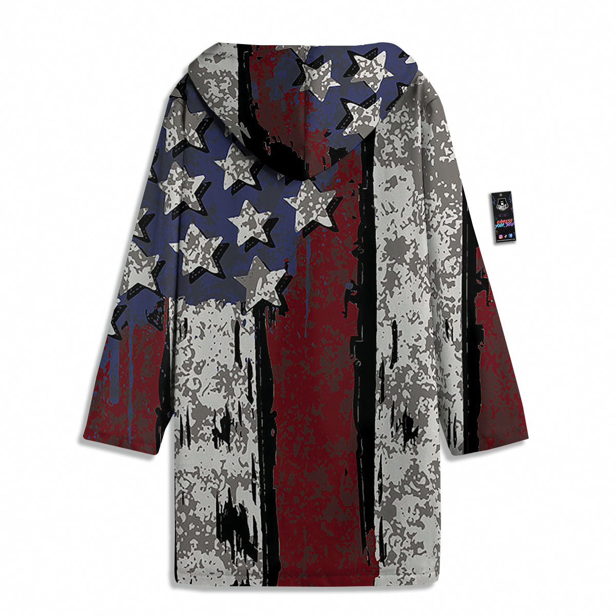 Rough American Flag Print Men's Windbreaker Jacket-grizzshop