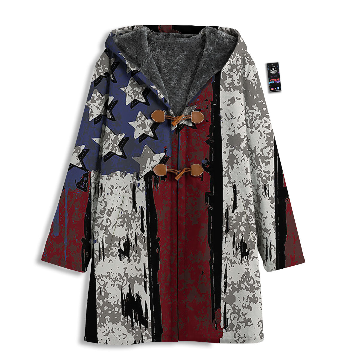 Rough American Flag Print Men's Windbreaker Jacket-grizzshop