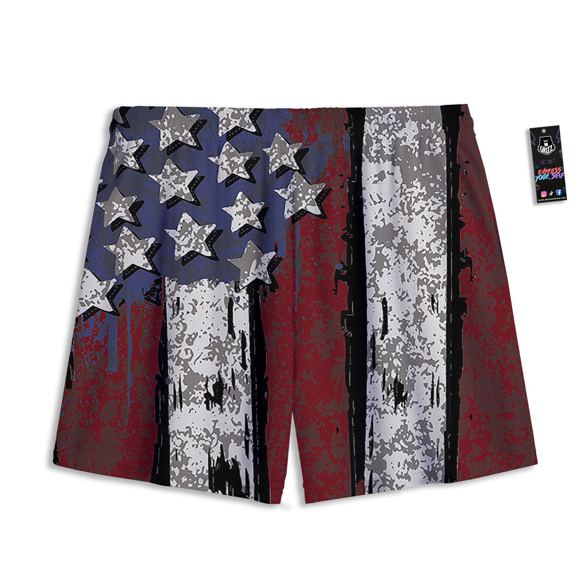 Rough American Flag Print Mesh Shorts