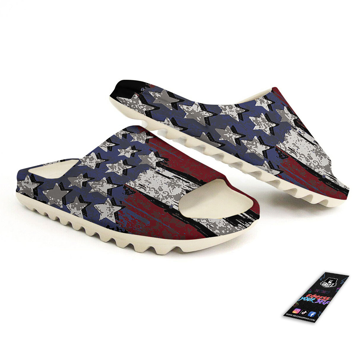 Rough American Flag Print Sandals-grizzshop