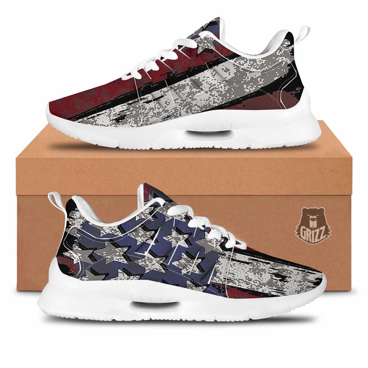 Rough American Flag Print Tennis Shoes-grizzshop