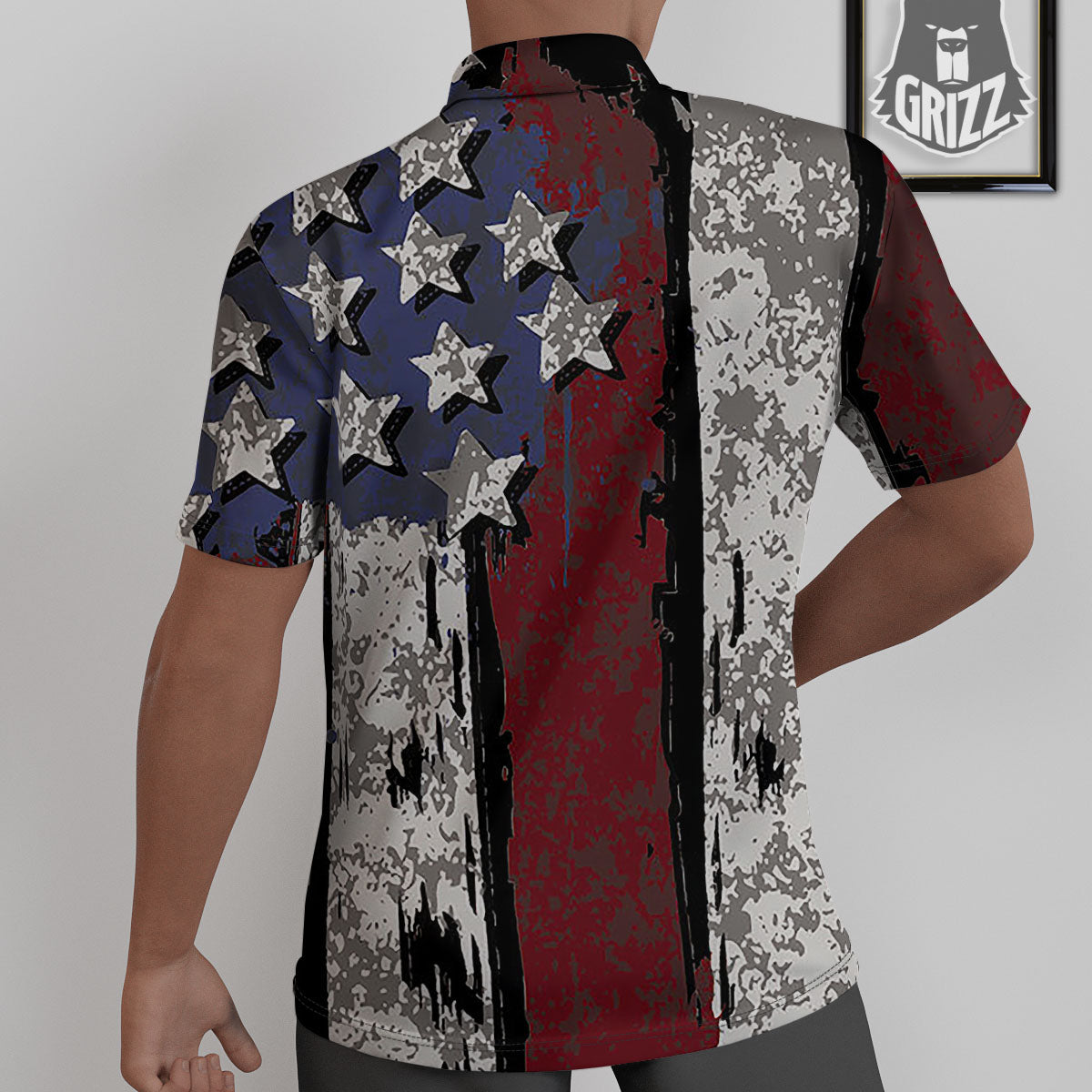 Rough American Flag Print Untucked Shirts-grizzshop