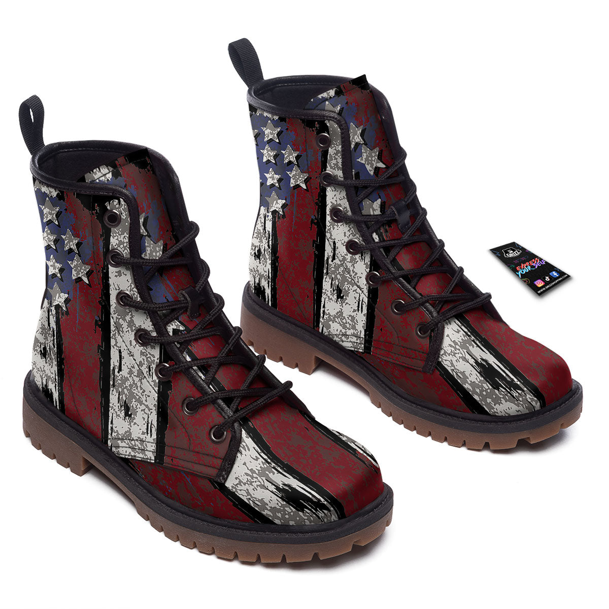Rough American Flag Print Work Boots-grizzshop