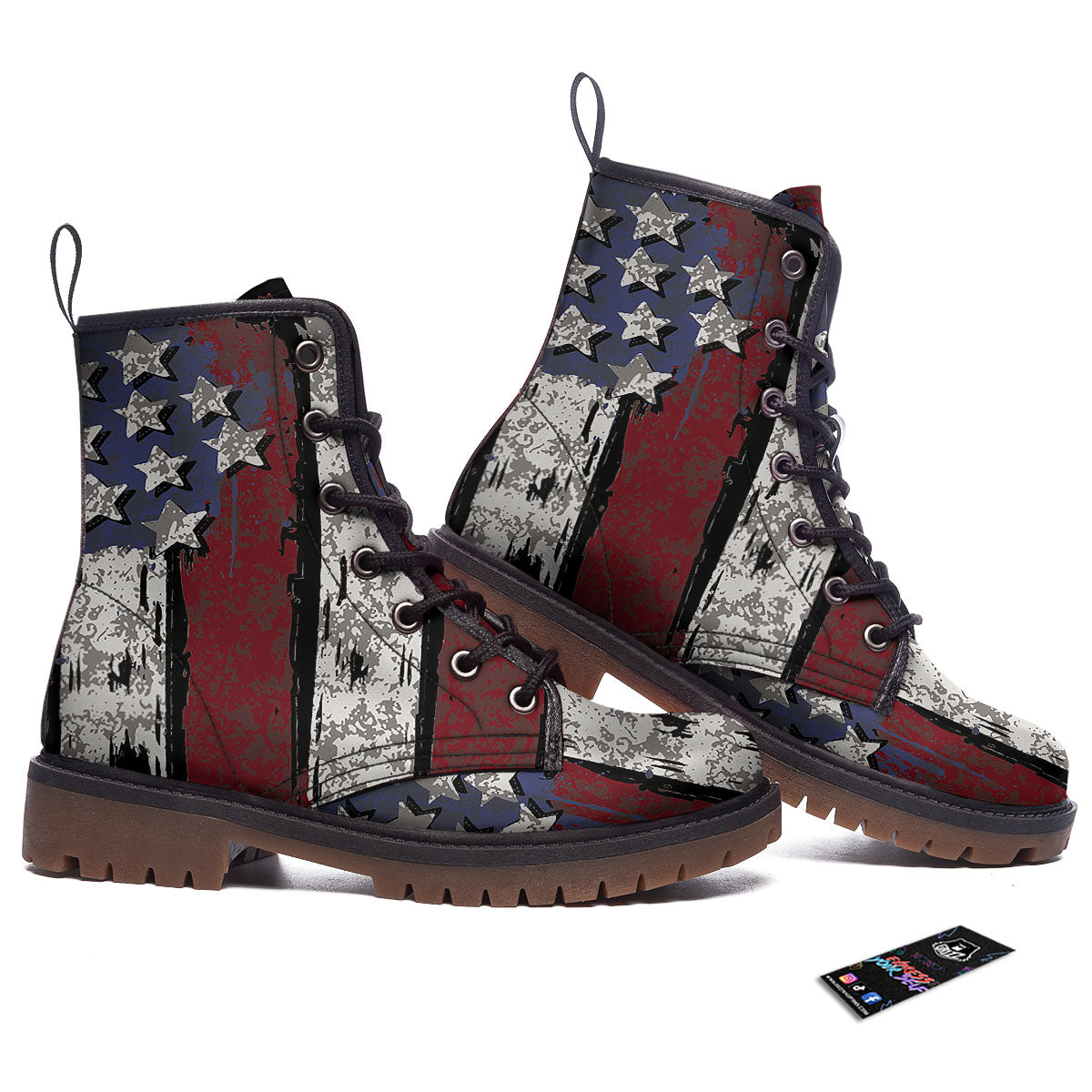 Rough American Flag Print Work Boots-grizzshop
