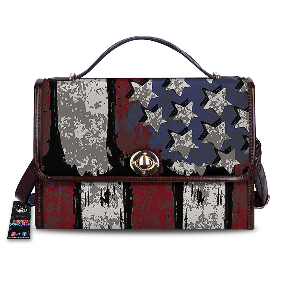 Rough American Flag Print Women's Satchel Bag