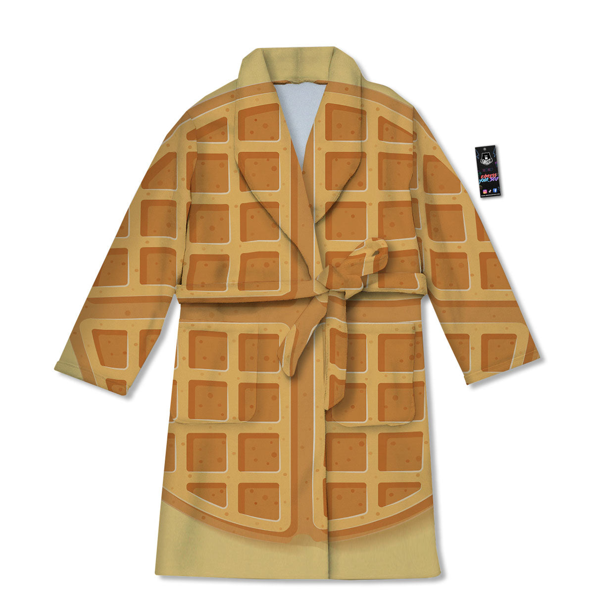 Round Waffle Print Bathrobe-grizzshop