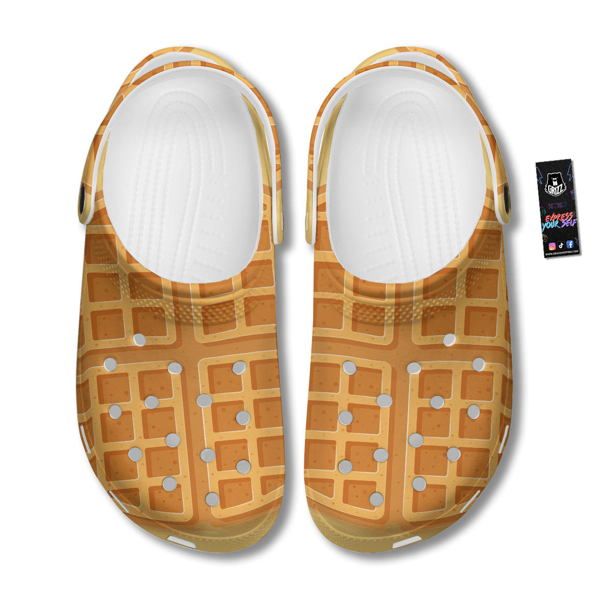 Round Waffle Print Clog-grizzshop
