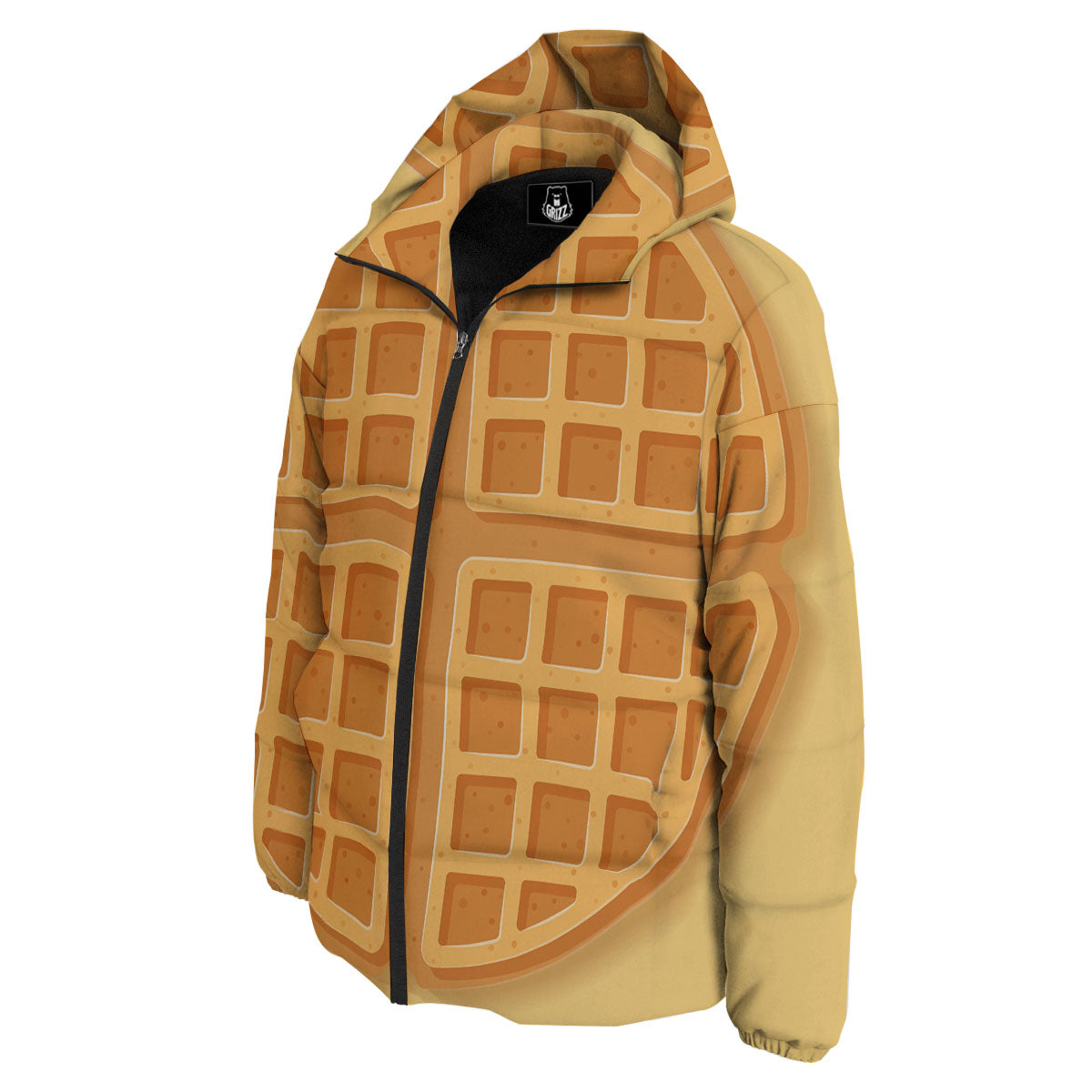 Round Waffle Print Down Jacket-grizzshop