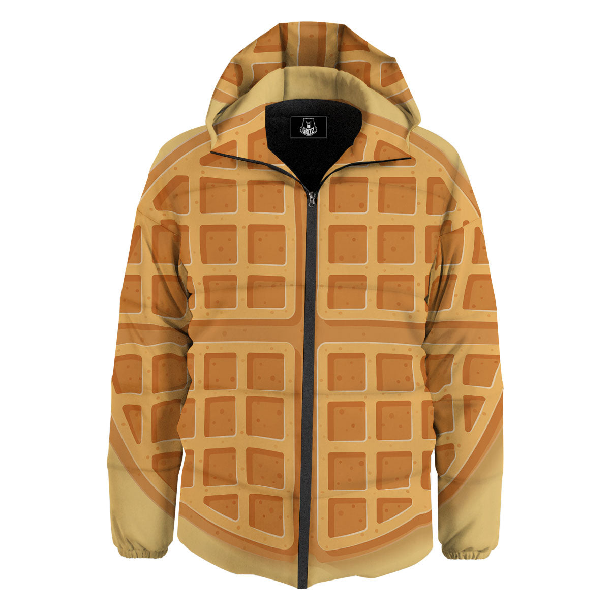 Round Waffle Print Down Jacket-grizzshop