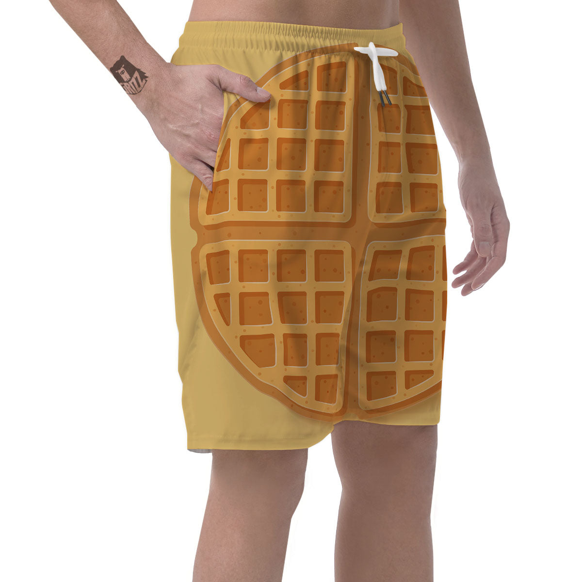 Round Waffle Print Men's Shorts-grizzshop