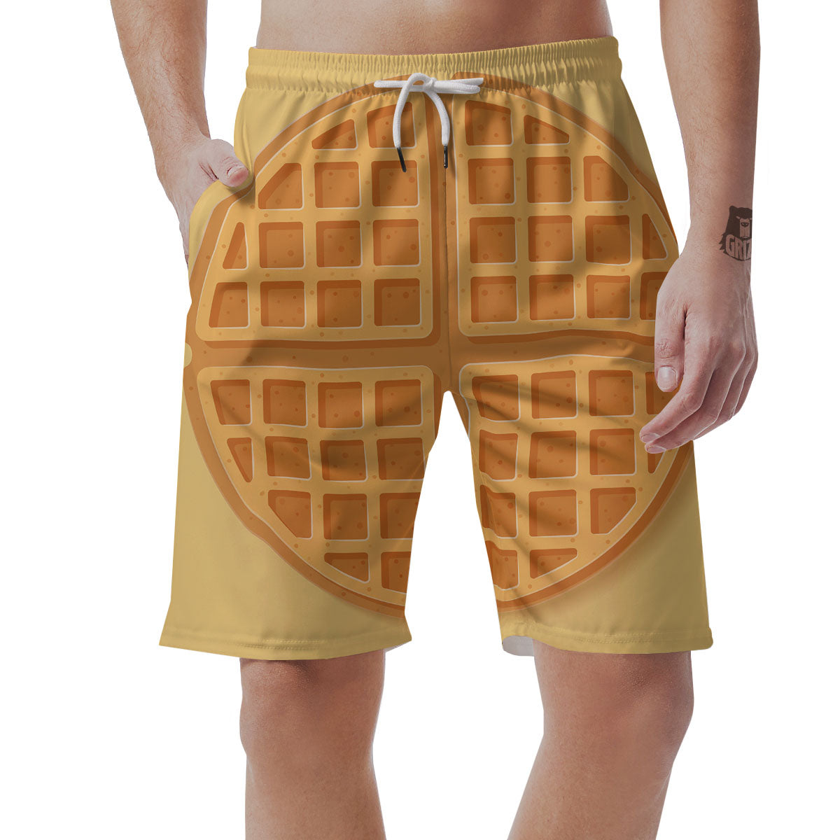 Round Waffle Print Men's Shorts-grizzshop